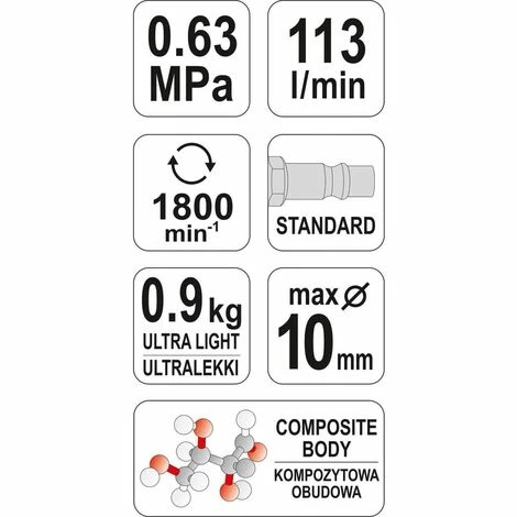 YATO Profi Druckluft Bohrmaschine 3/8" 113L/MIN YT-09703 YATO Profi Druckluft Bohrmaschine 3/8" 113L/MIN YT-09703 -YATO SHOP 10092804 3