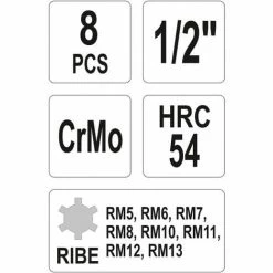 YATO 1/2 Zoll Ribe Schlagschrauber-Nüsse RM5 - RM13 Schlag-Steckschlüssesatz 8 Teilig -YATO SHOP 13965708 5