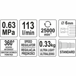 YATO Profi Druckluft Mini-Stabschleifer Gerade | 6mm | YT-09633 -YATO SHOP 16491086 5