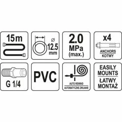 YATO Profi Druckluft-Automatik-Schlauchtrommel 15m Ø12,5mm YT-24246 -YATO SHOP 16905514 3