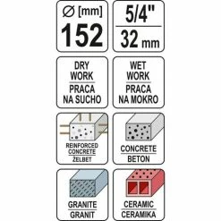 YATO Profi Diamant-Kernbohrkrone 152mm | 1 1/4" |Länge: 400 Mm | Nass Und Trocken | YT-60378 -YATO SHOP 16999923 4