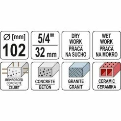 YATO Profi Diamant-Kernbohrkrone 102mm | 1 1/4" |Länge: 400 Mm | Nass Und Trocken | YT-60376 -YATO SHOP 16999925 4