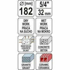 YATO Profi Diamant-Kernbohrkrone 182mm | 1 1/4" |Länge: 400 Mm | Nass Und Trocken | YT-60379 -YATO SHOP 16999929 4