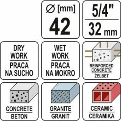 YATO Profi Diamant-Kernbohrkrone 42mm | 1 1/4" |Länge: 400 Mm | Nass Und Trocken | YT-60372 -YATO SHOP 17318282 4