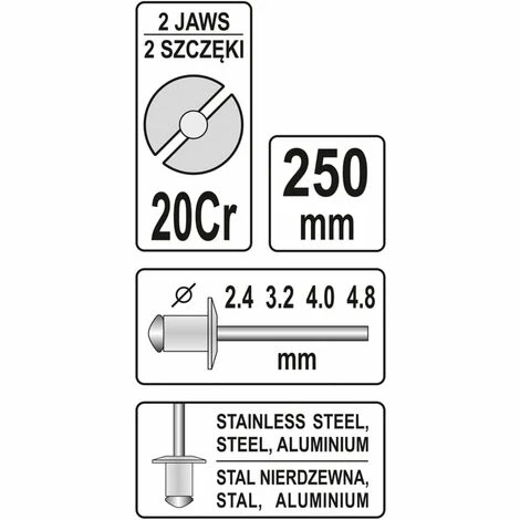 2-Backen-Handnietzange 2,4-4,8 mm YATO 2-Backen-Handnietzange 2,4-4,8 Mm YATO -YATO SHOP 37549996 5