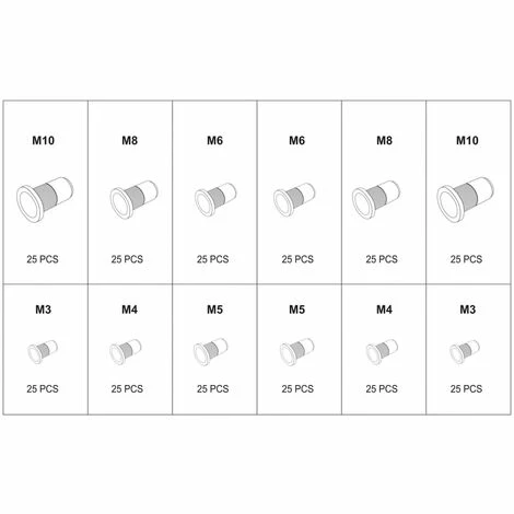 Nietmuttern M3-M10 Aluminium Kohlenstoffstahl 300-tlg. YATO Nietmuttern M3-M10 Aluminium Kohlenstoffstahl 300-tlg. YATO -YATO SHOP 37550000 3
