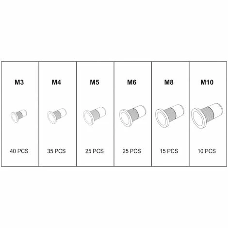 Nietmuttern M3-M10 Kohlenstoffstahl 150-tlg. YATO Nietmuttern M3-M10 Kohlenstoffstahl 150-tlg. YATO -YATO SHOP 37550001 3