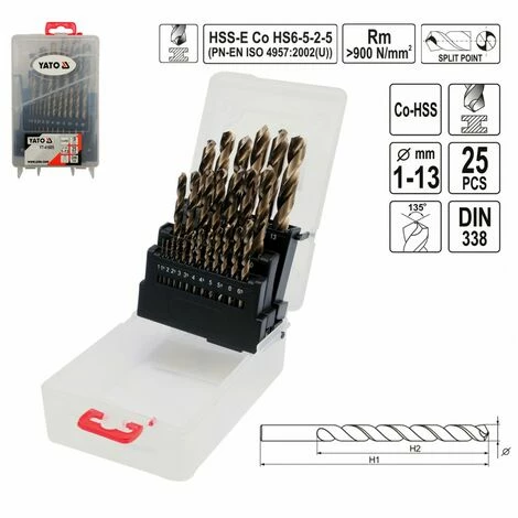 YATO Edelstahl-Bohrer Satz Cobalt Kobalt Metall Spiral-Bohrer Co-Hss 1-13 mm 25 Tlg YATO Edelstahl-Bohrer Satz Cobalt Kobalt Metall Spiral-Bohrer Co-Hss 1-13 Mm 25 Tlg -YATO SHOP 43275340 2
