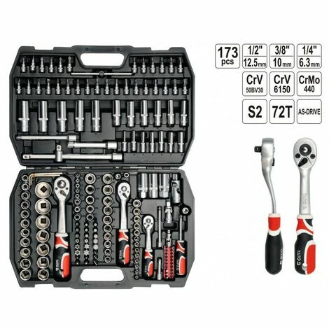YATO Steckschlüsselsatz Knarrenkasten Werkzeugkoffer 173 Tlg. TYP2 1/2" 3/8" 1/4" XXL YATO Steckschlüsselsatz Knarrenkasten Werkzeugkoffer 173 Tlg. TYP2 1/2" 3/8" 1/4" XXL -YATO SHOP 43275370 1