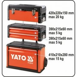 YATO Werkzeug Trolley Werkzeugkoffer Werkzeugkasten Werkzeugkiste Werkzeugbox Werkstattwagen 4 Fächer Rot -YATO SHOP 43275374 3