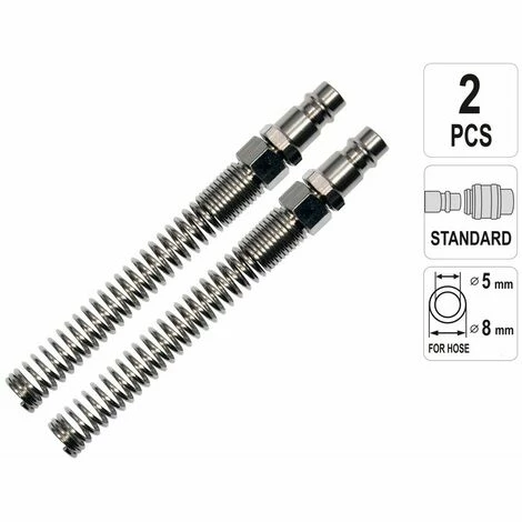 YATO Druckluft Schnell-Kupplung 2 Stück 1/4" Einstecknippel Schlauchanschluss mit Knickschutz Innen-Ø 5-6mm, Aussen-Ø 8-10mm Stecknippel Male Ø5x8mm YATO Druckluft Schnell-Kupplung 2 Stück 1/4" Einstecknippel Schlauchanschluss Mit Knickschutz Innen-Ø 5-6mm, Aussen-Ø 8-10mm Stecknippel Male Ø5x8mm -YATO SHOP 43275514 2