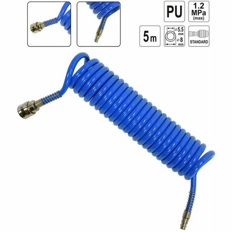 YATO Druckluft Spiralschlauch Pressluftschlauch Polyurethan PU mit 1/4" Schnellkupplung 5m bis 15m innenØ: 5,5mm bis Ø8mm 5m innen Ø5.5mm außen Ø8mm YATO Druckluft Spiralschlauch Pressluftschlauch Polyurethan PU Mit 1/4" Schnellkupplung 5m Bis 15m InnenØ: 5,5mm Bis Ø8mm 5m Innen Ø5.5mm Außen Ø8mm -YATO SHOP 43275575 2