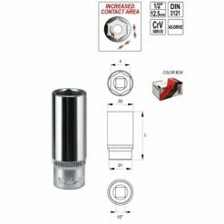 YATO Sechskant Steckschlüssel Nuss Einsatz Lang SW 32 Mm 1/2"