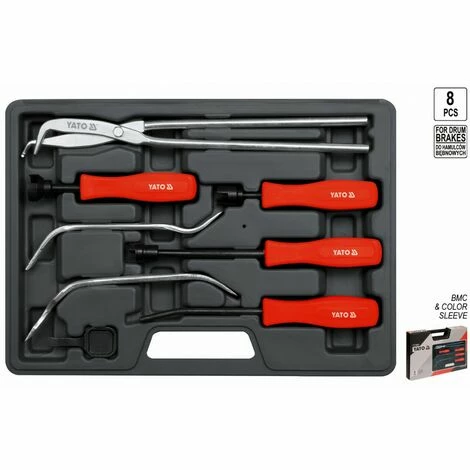 YATO Bremsbelag Montagewerkzeugsatz Einstell Werkzeug Bremsfederzange + Koffer 8 Tlg. YATO Bremsbelag Montagewerkzeugsatz Einstell Werkzeug Bremsfederzange + Koffer 8 Tlg. -YATO SHOP 43275787 1