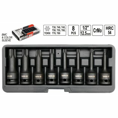 YATO Schlagschrauber Kraftschrauber Einsätze Torx Stecknüsse 1/2" 8 Tlg. 5 YATO Schlagschrauber Kraftschrauber Einsätze Torx Stecknüsse 1/2" 8 Tlg. – Bild 3