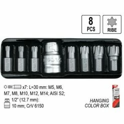 YATO Ribe Einsatz Keilprofil Stecknuss 1/2 Bit Nuss Satz 8 Tlg