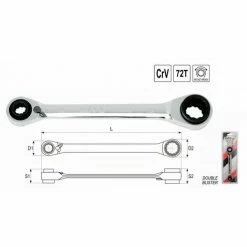 YATO Multi Doppelring Ratschenschlüssel Doppel Schlüssel Gerüstbauratsche 10-13-17-19 Mm CrV