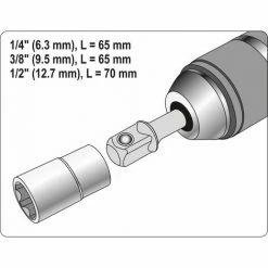 YATO 3 Tlg Sechskant Stecknuss Steckschlüssel-Adapter Hex-Schaft 1/4" 3/8" 1/2" Verlängerung -YATO SHOP 43276029 4