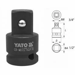 YATO Kraft-Steckschlüssel-Adapter | Innenvierkant 12,5 Mm (1/2") - Außenvierkant 20 Mm (3/4") -YATO SHOP 43276265 2