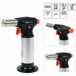 YATO Mini Gasbrenner Lötbrenner Bunsenbrenner Lötlampe Piezozündung 1300°C Butan Gas