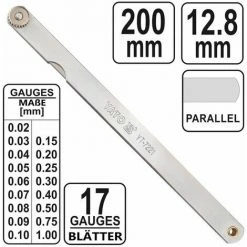 YATO Fühllehre 200mm YT-7221 Abstandslehre 17 Blatt Spaltmass 0,02-1,00mm