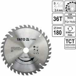 YATO Profi HM Kreissägeblatt Für Bauholz Nagelfest 180x20mm 36T YT-60482 3 YATO Profi HM Kreissägeblatt Für Bauholz Nagelfest 180x20mm 36T YT-60482 -YATO SHOP 9992485 2