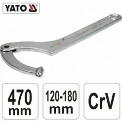 YATO Profi Gelenk Hakenschlüssel Mit Zapfen Für Kreuzlochmuttern YT-01679 120-180mm